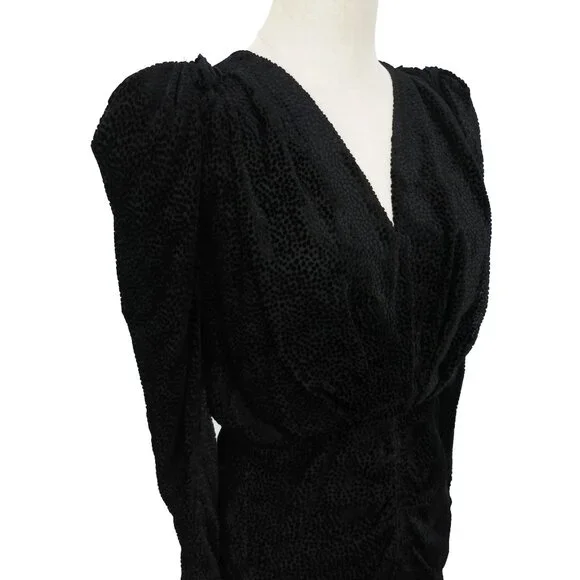 ISABEL MARANT Black Silk Viscose MARLIN Burnout Polka Dot Ruched Top 38 - Picture 5 of 11